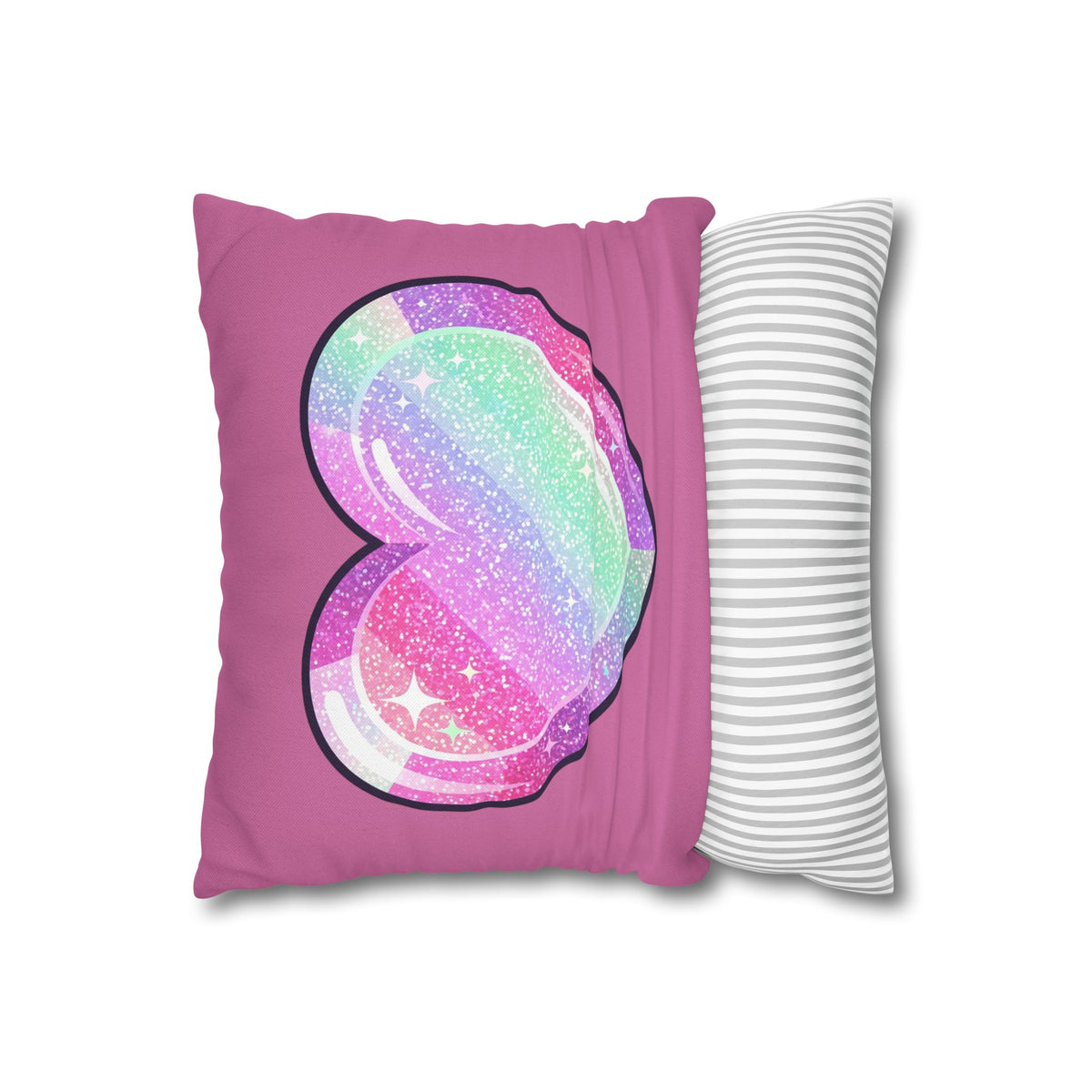 Pastel Glitter Heart Pillowcase Spun Polyester Square Pillowcase- Light Pink