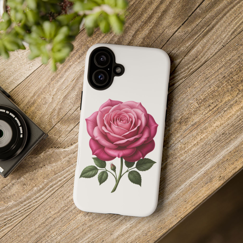 Pink Rose Tough Phone Case — Floral Protective iPhone Cover