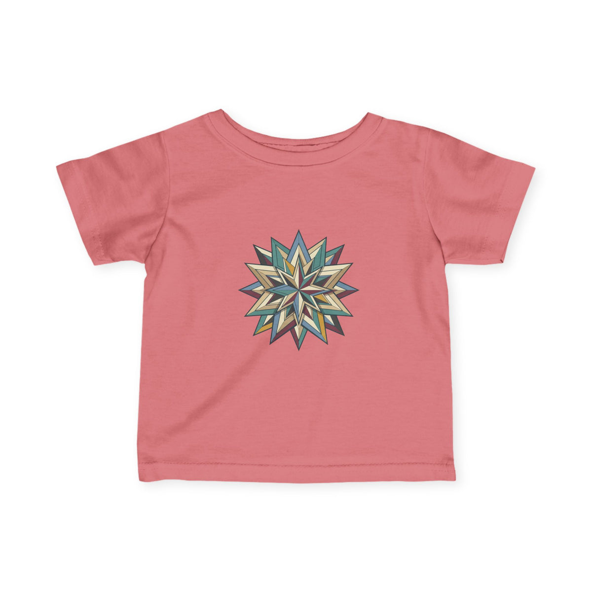 Infant Tee with Geometric Starburst Design — Neutral Baby Shirt, Modern Nursery Gift