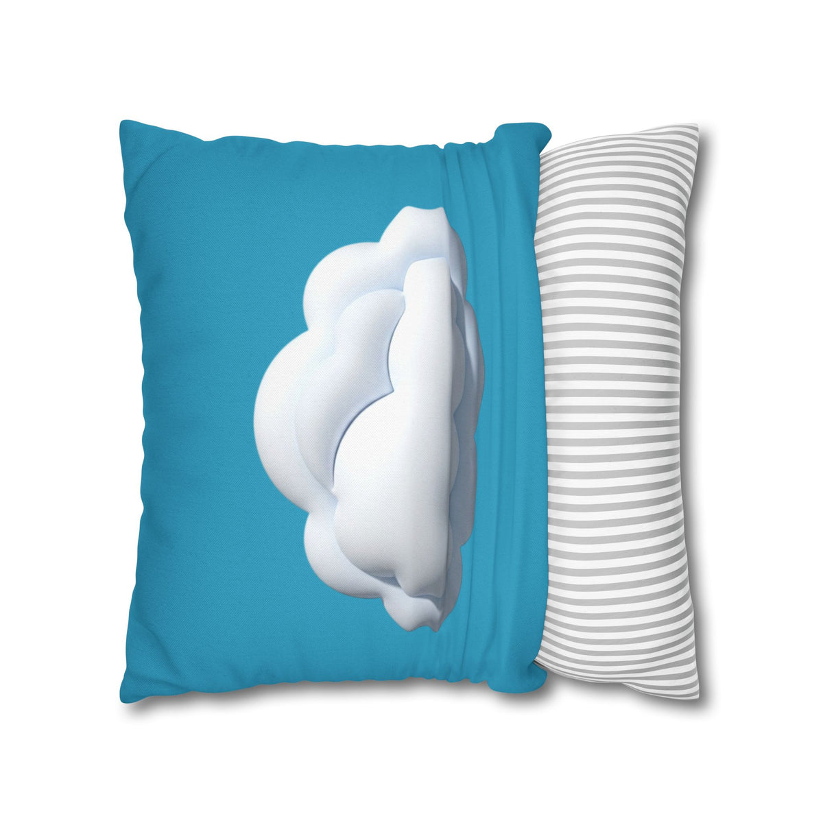 Cloud Print Turquoise Pillowcase – Cute White Cloud on Blue Decorative Throw Pillow Cover