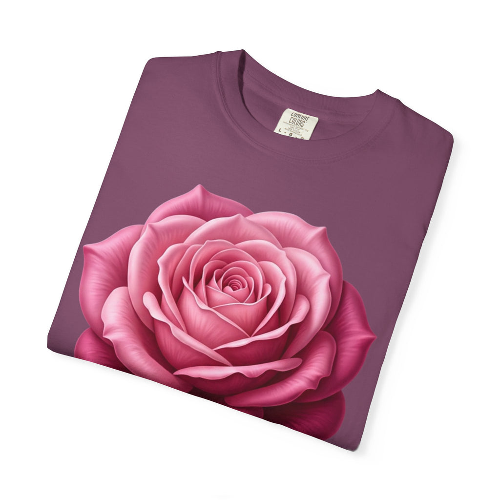 Vintage Pink Rose T-Shirt — Botanical Floral Graphic Tee