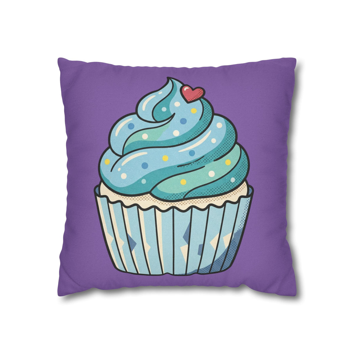 Cupcake Throw Pillow - Cute Blue Frosting Decorative Cushion for Kids’ Rooms, Nurseries & Baker Gift- Light Purple