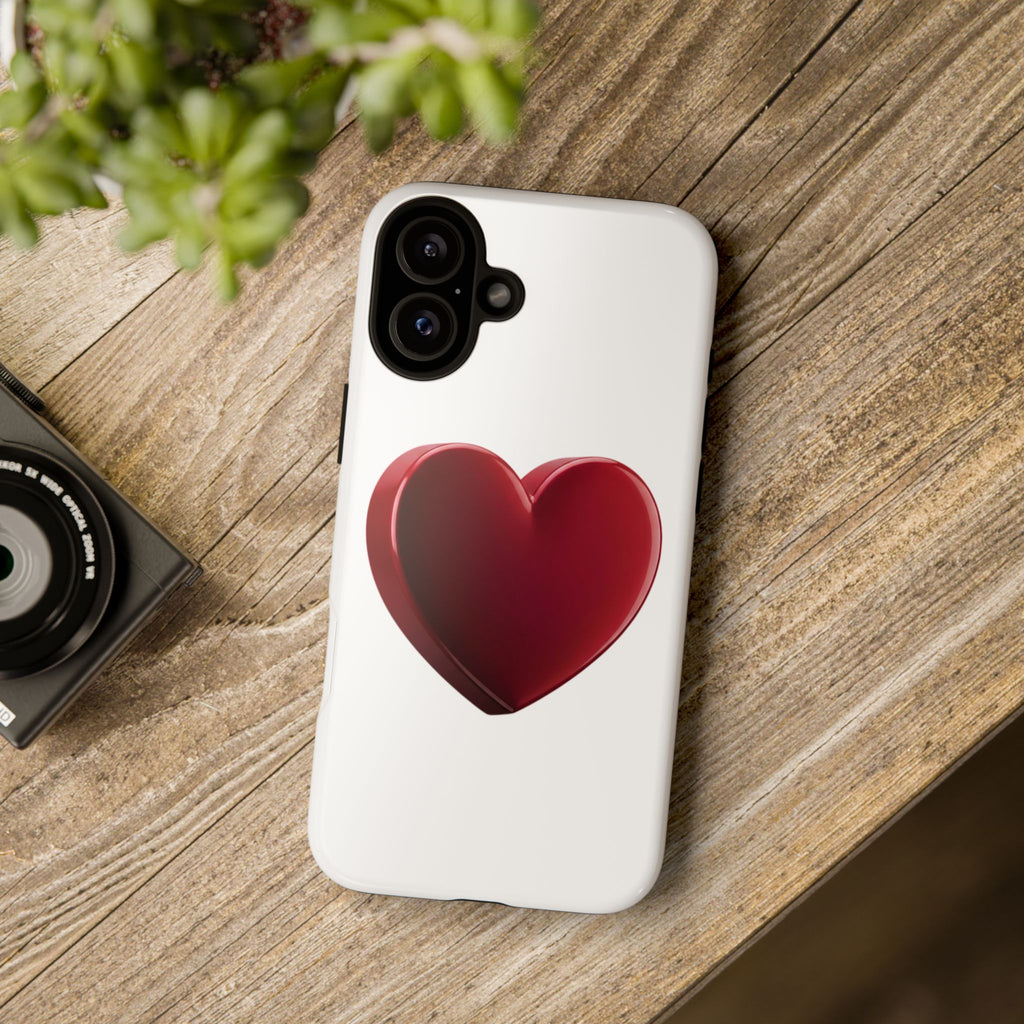 Heart Tough Phone Case - Red 3D Heart Protective Phone Case