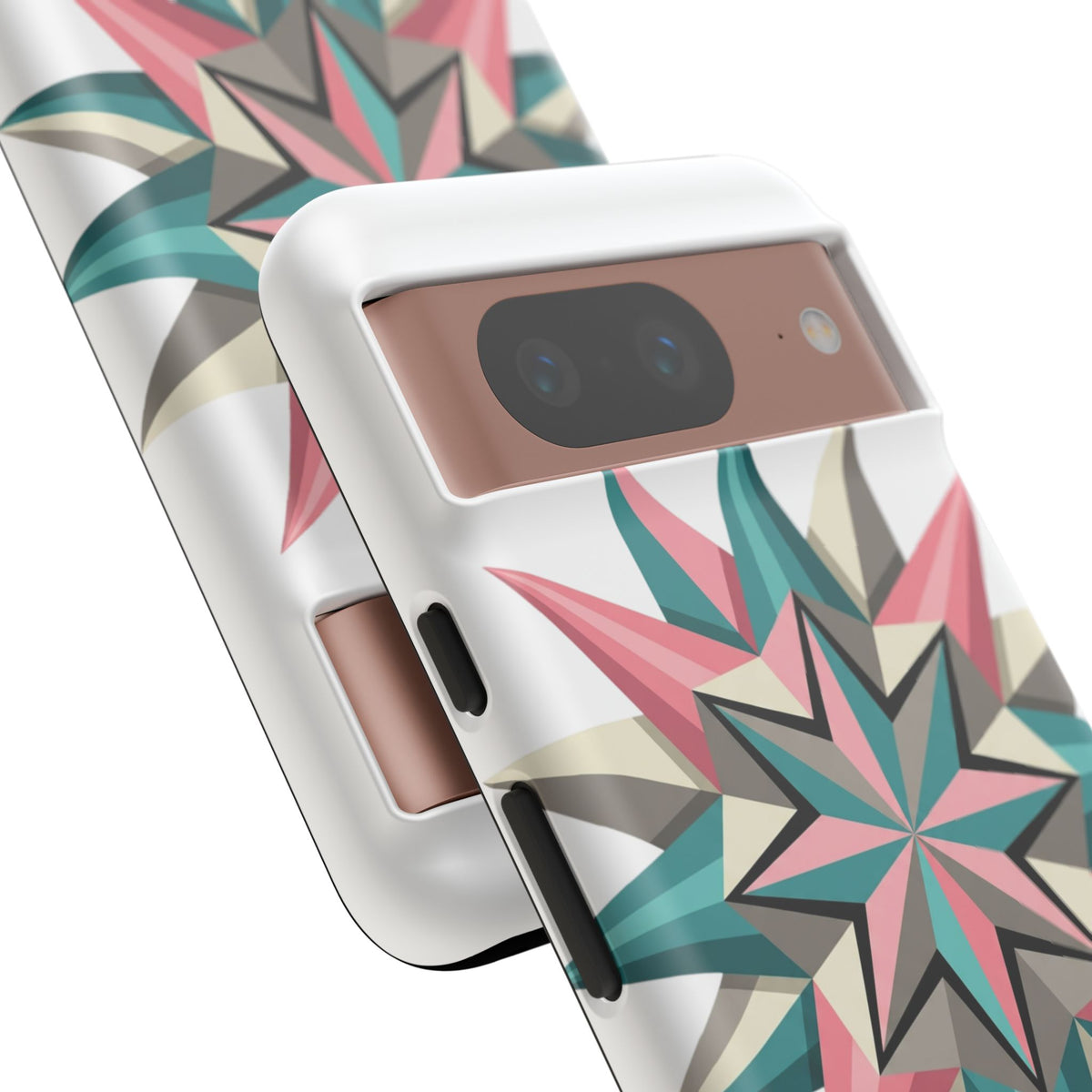 Geometric Star Tough Phone Case – Pink Teal Compass Design