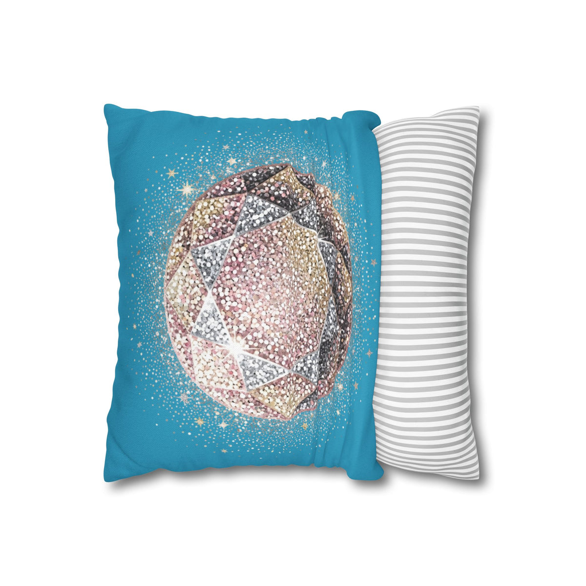 Glittery Turquoise Spun Polyester Square Pillowcase