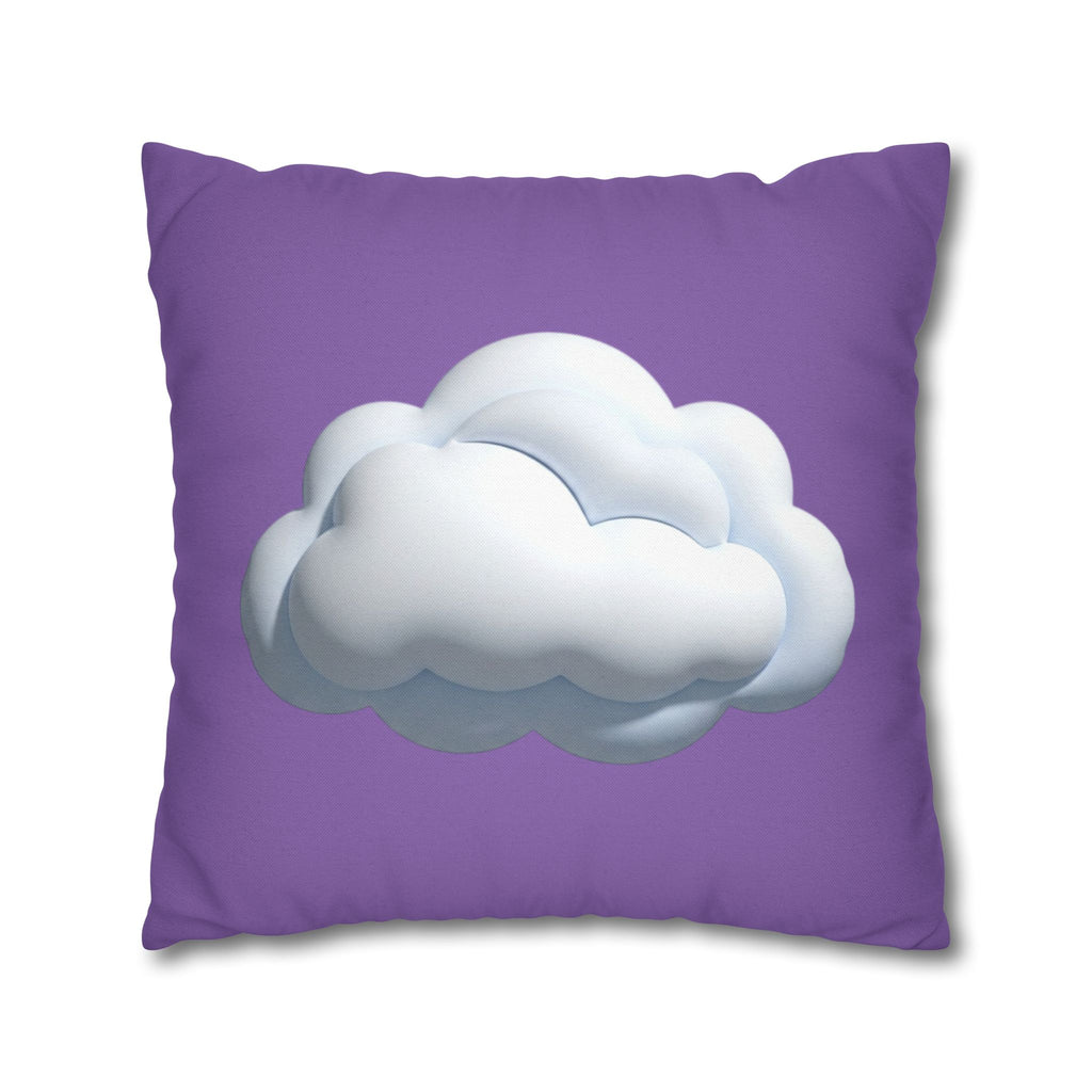 Cloud Graphic Pillowcase — Light Purple Decorative Square Throw Pillow