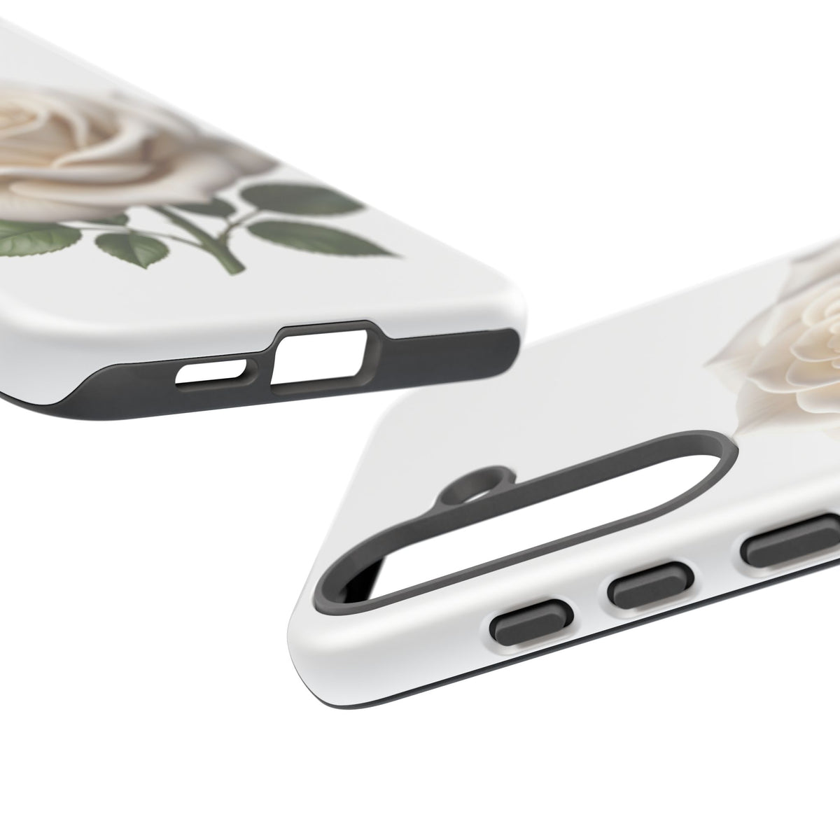 White Rose Tough Phone Case – Elegant Floral Protective Cover