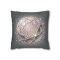 Glittery Dark Grey Spun Polyester Square Pillowcase