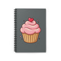 Pink Cupcake Spiral Notebook - Ruled Line- Dark Grey
