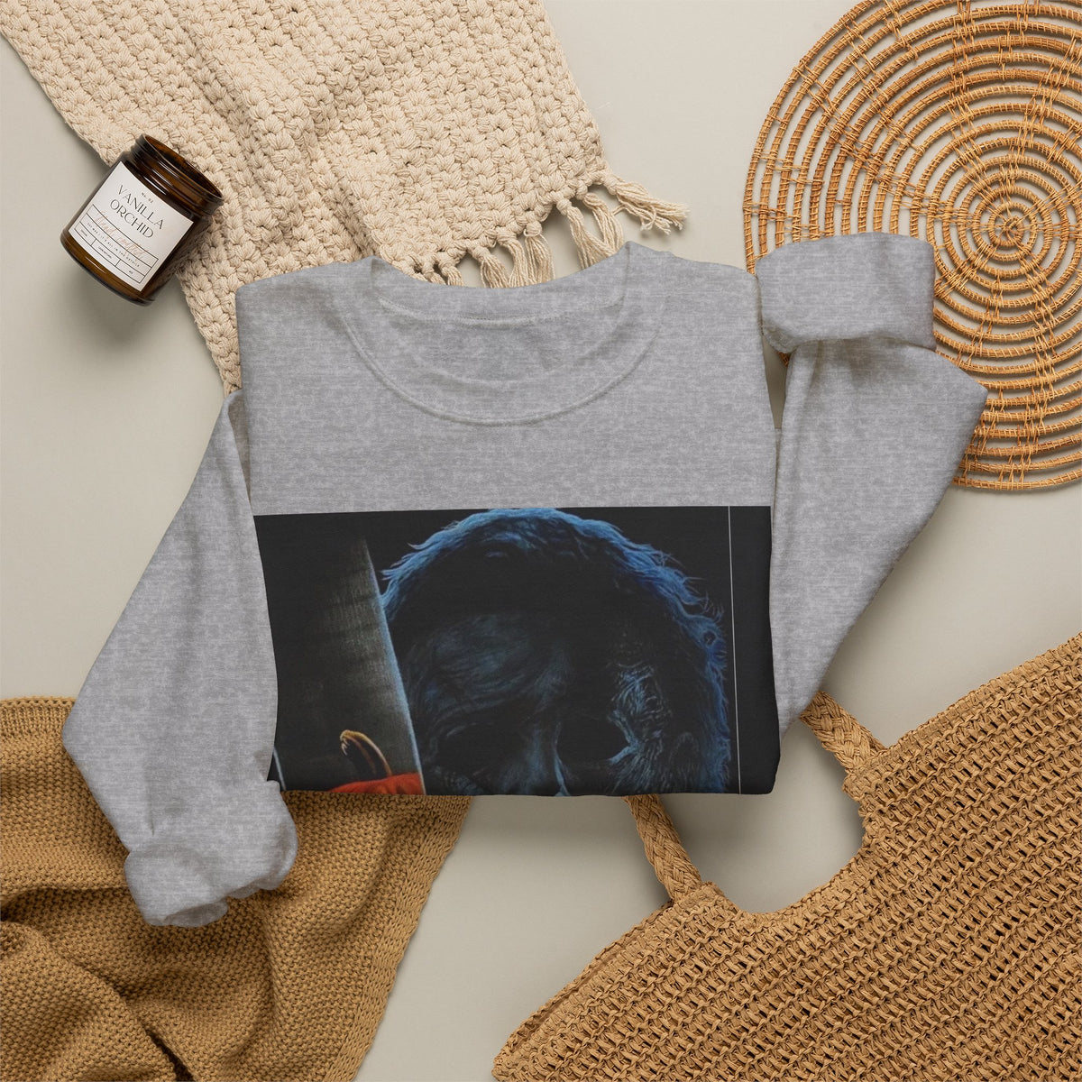 Halloween Thriller Crewneck Sweatshirt — Michael Myers & Jack-O'-Lantern Graphic