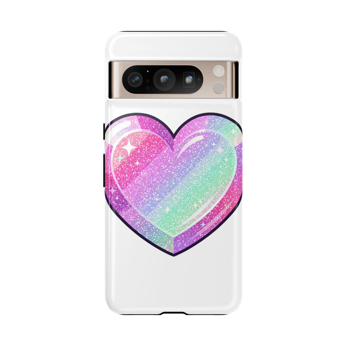 Pastel Glitter Heart Tough Phone Case — Cute Protective Phone Cover
