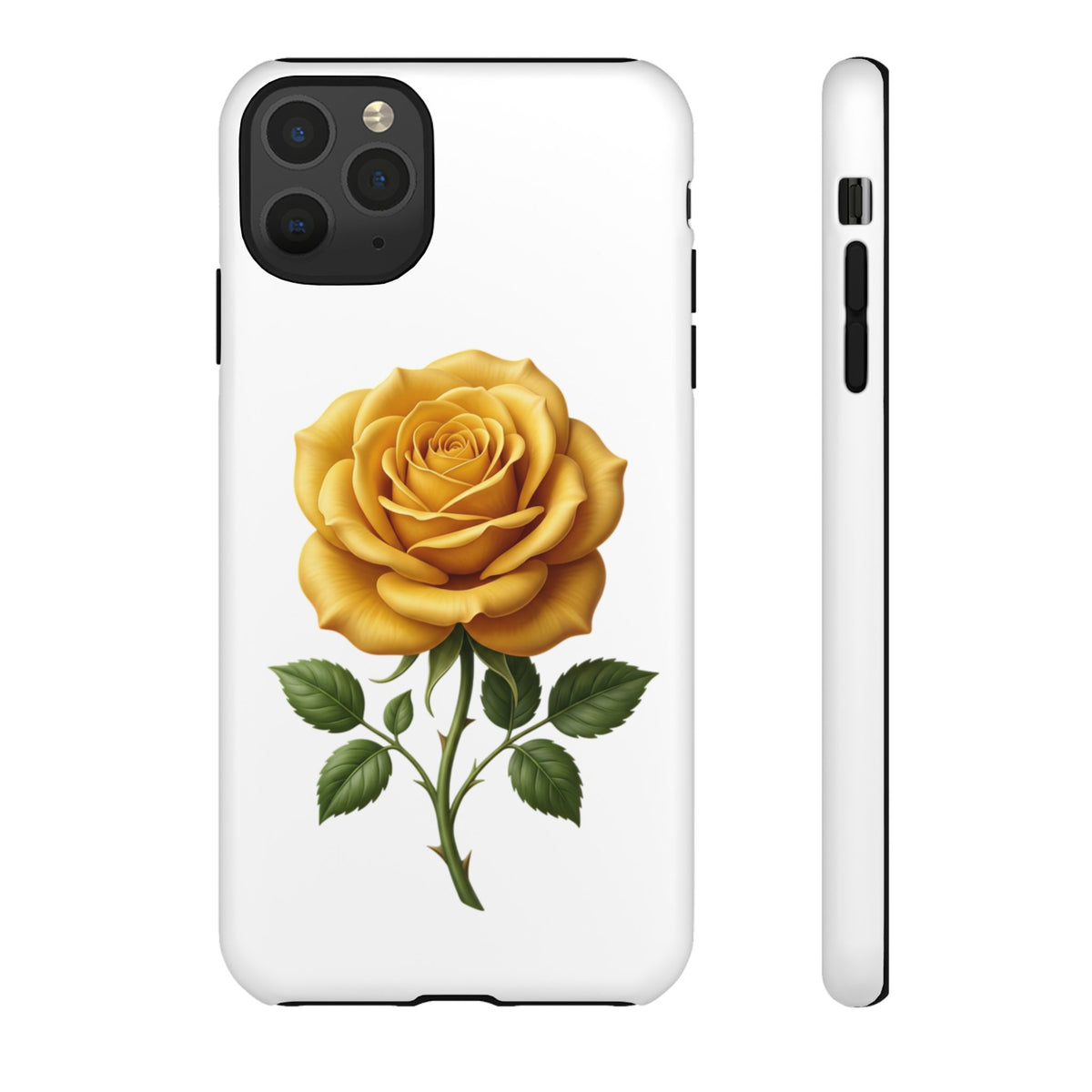 Yellow Rose Phone Case — Vintage Floral Tough Protective Cover