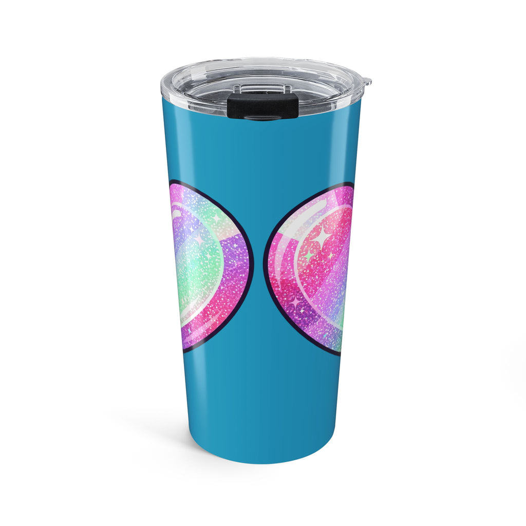 Pastel Glitter Heart Tumbler 20oz- Turquoise