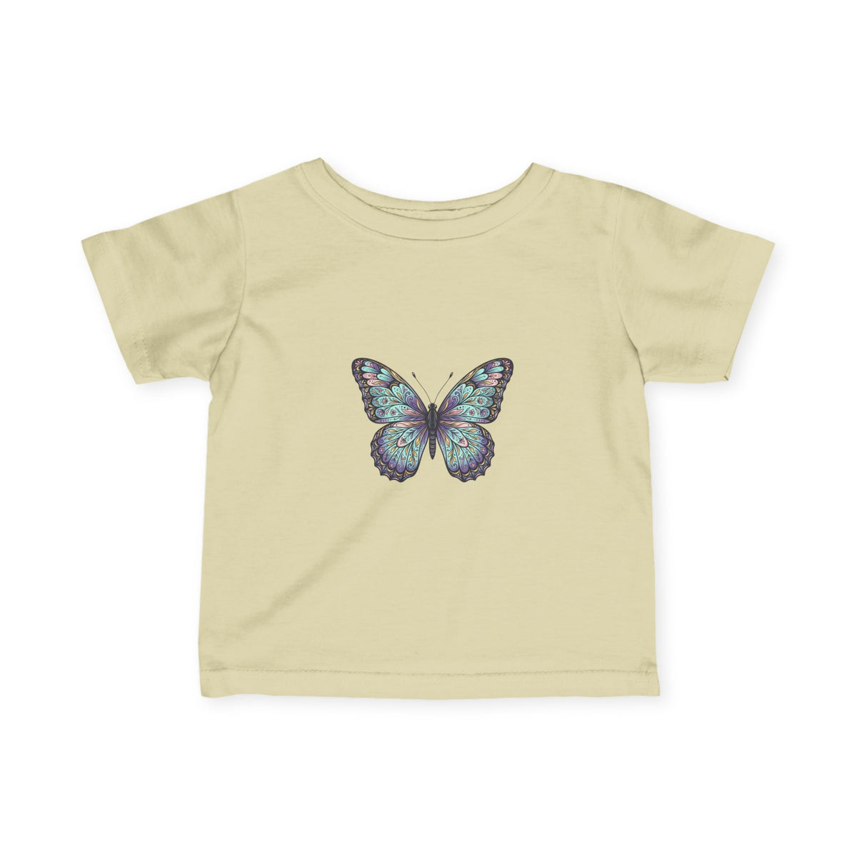 Infant Butterfly Tee — Pastel Blue Floral Butterfly Baby Shirt