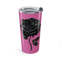 20oz Black Rose Tumbler — Light Pink Floral Insulated Travel Cup