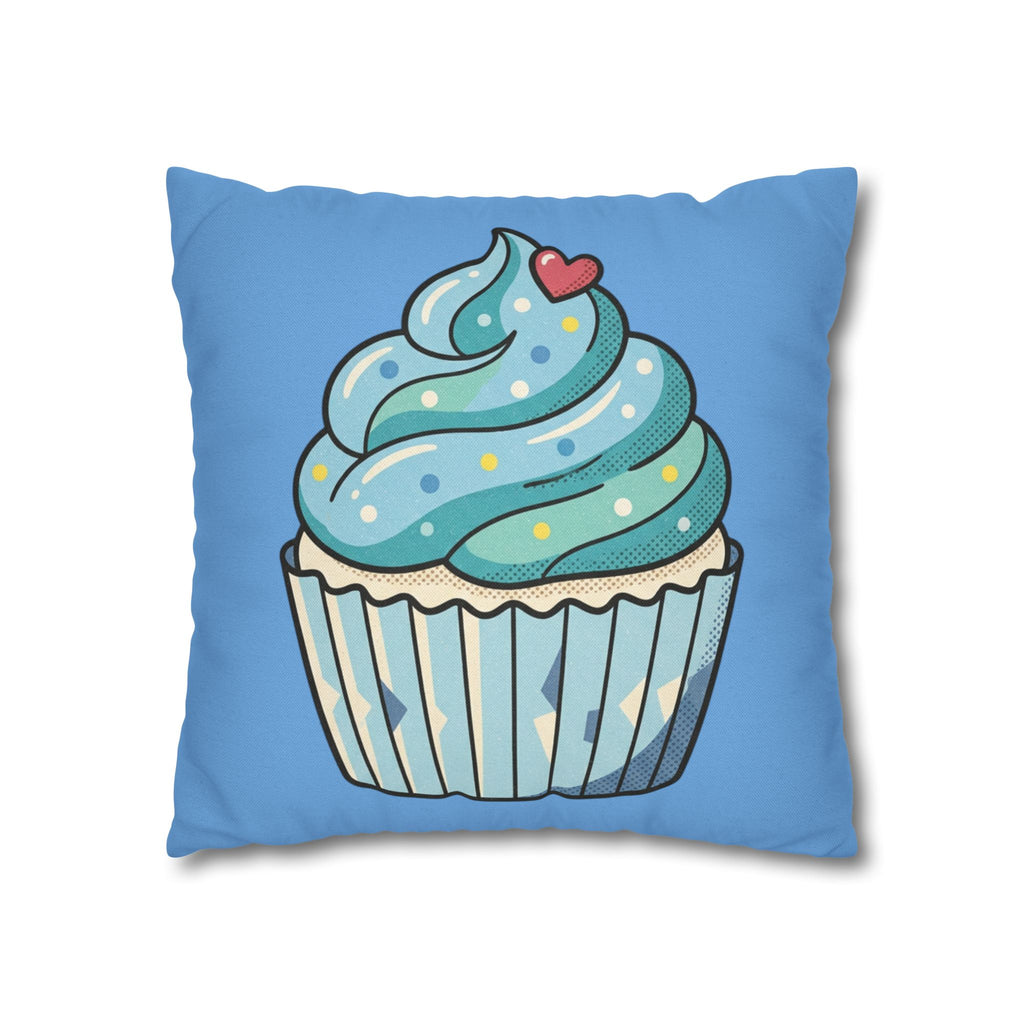 Blue Cupcake Throw Pillowcase — Cute Dessert Decorative Cushion Cover- Light Blue