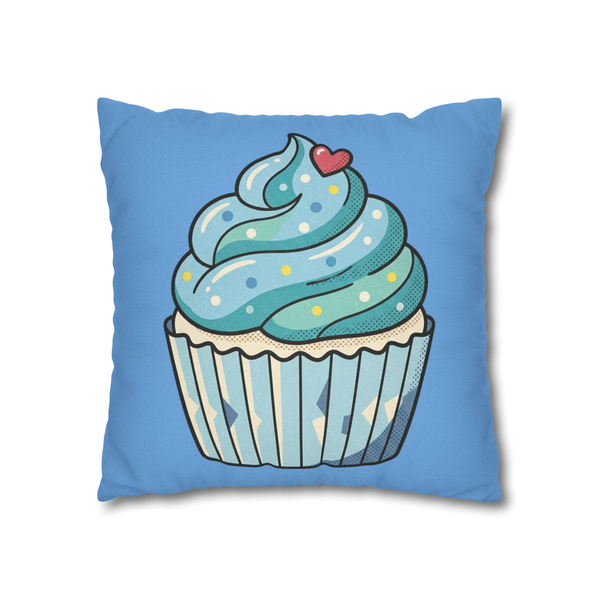 Blue Cupcake Throw Pillowcase — Cute Dessert Decorative Cushion Cover- Light Blue