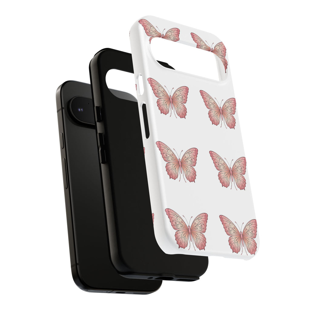 Pink Butterfly Tough Phone Case — Floral Pattern Protective Cover