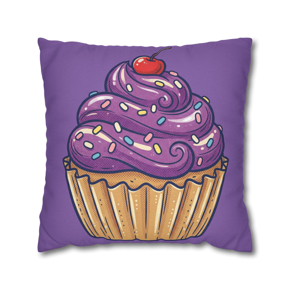 Cupcake Art Pillowcase — Purple Cupcake Decorative Throw Pillow Cover- Light Purple