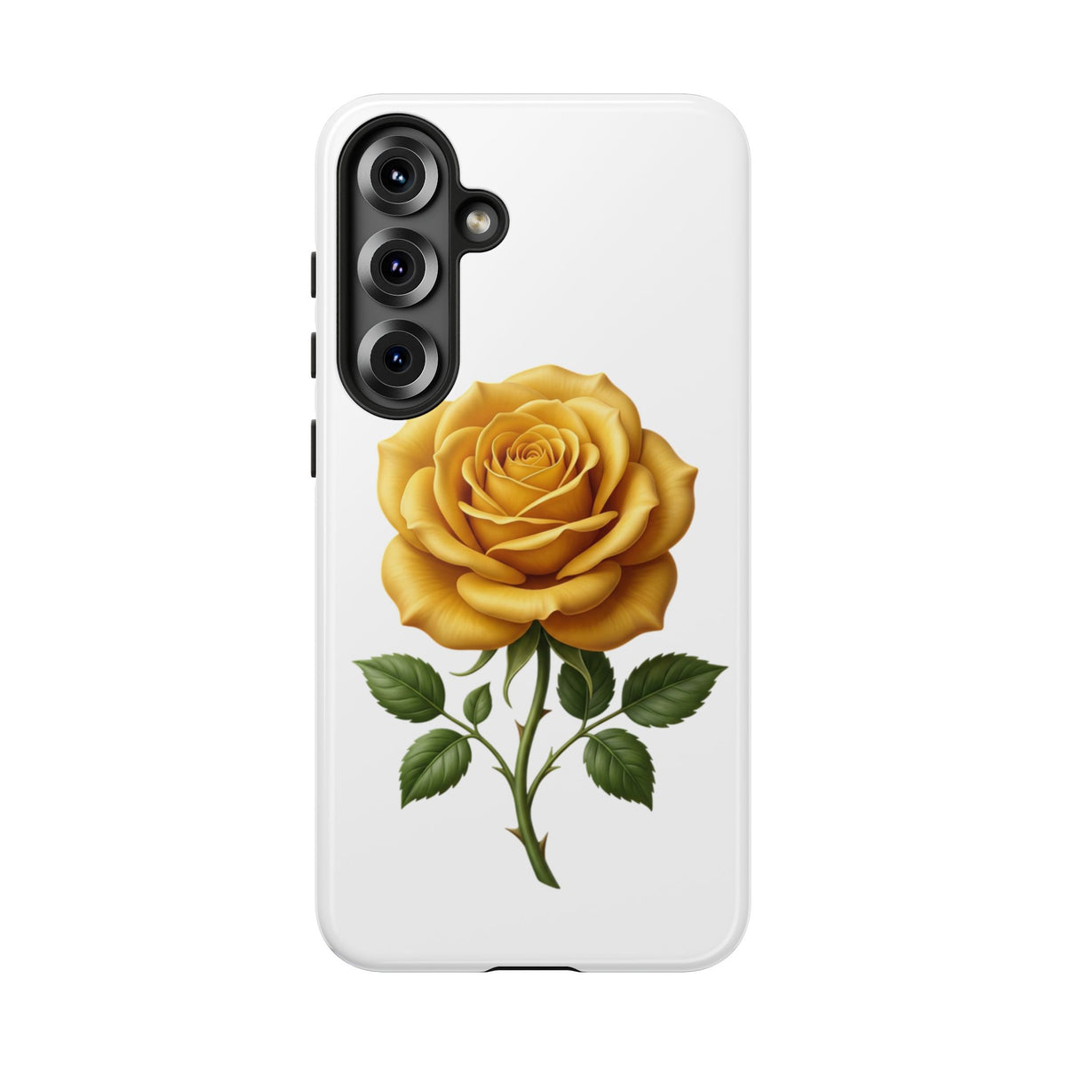 Yellow Rose Phone Case — Vintage Floral Tough Protective Cover