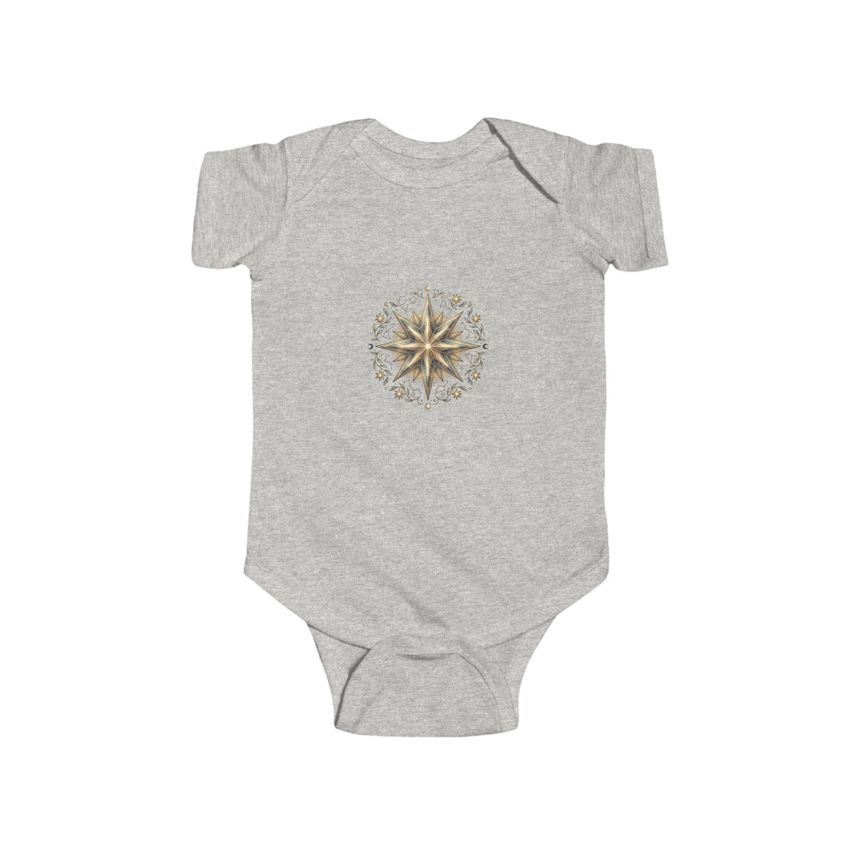 Infant Bodysuit with Gold Compass Mandala — Baby Shower, Nautical & Boho Newborn Gift