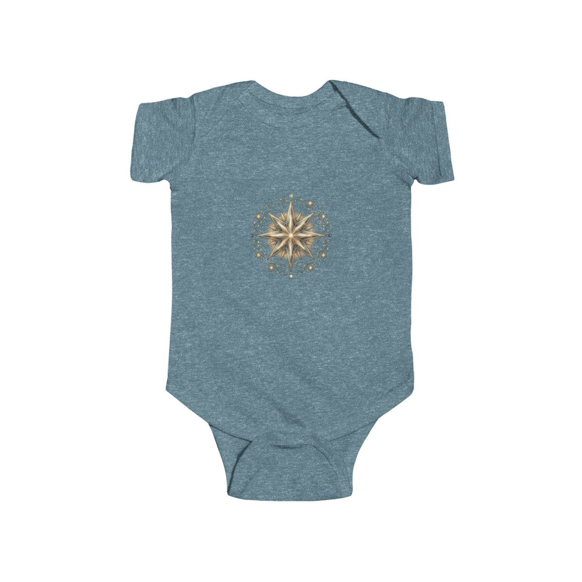 Infant Bodysuit with Gold Compass Mandala — Baby Shower, Nautical & Boho Newborn Gift