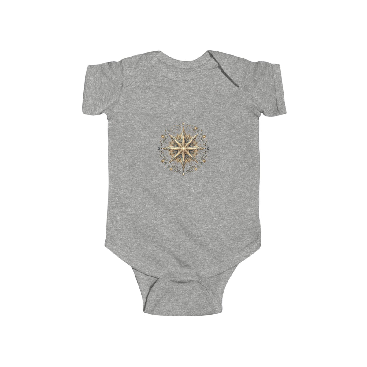 Infant Bodysuit with Gold Compass Mandala — Baby Shower, Nautical & Boho Newborn Gift