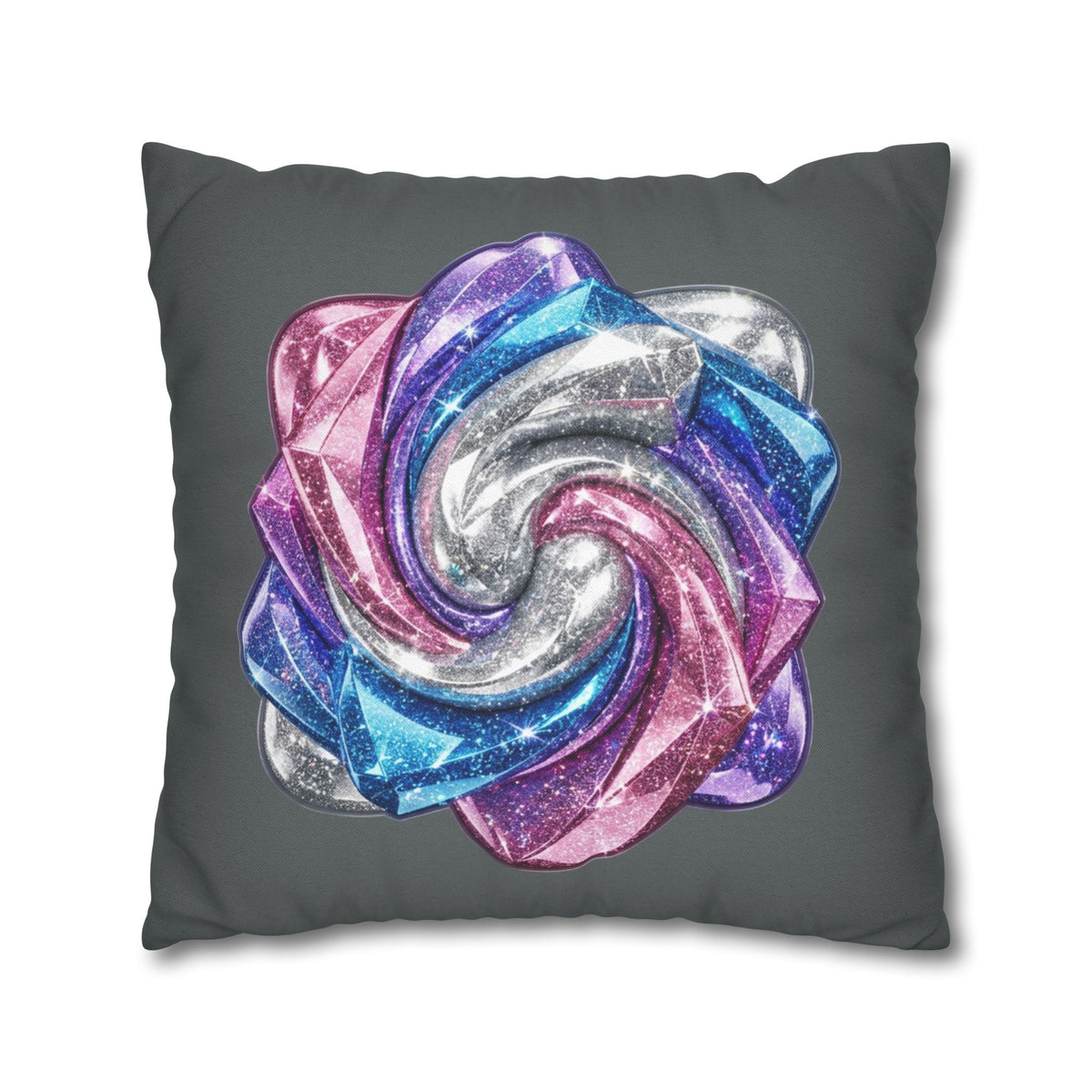 3D Glitter Design Dark Grey Spun Polyester Square Pillowcase