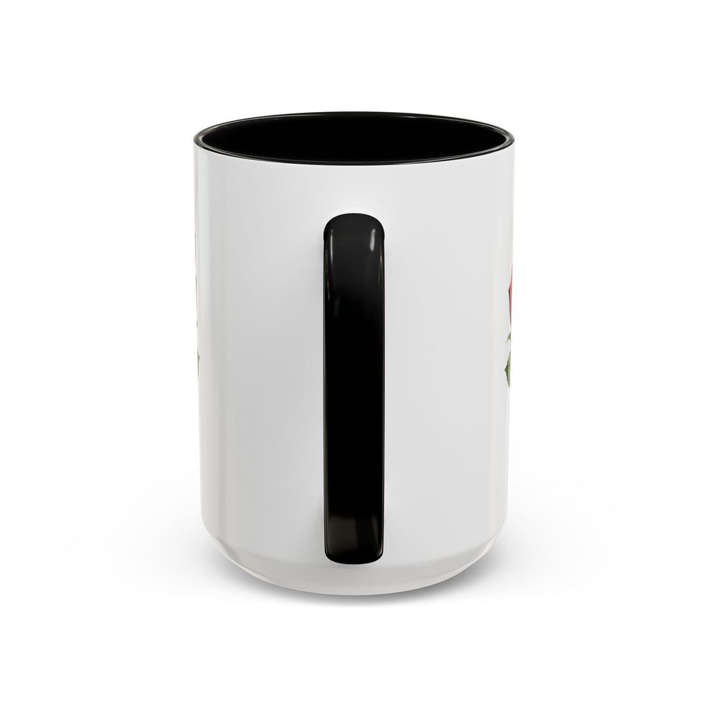 Red Rose Accent Coffee Mug — Floral Ceramic Coffee Cup (11/15oz)