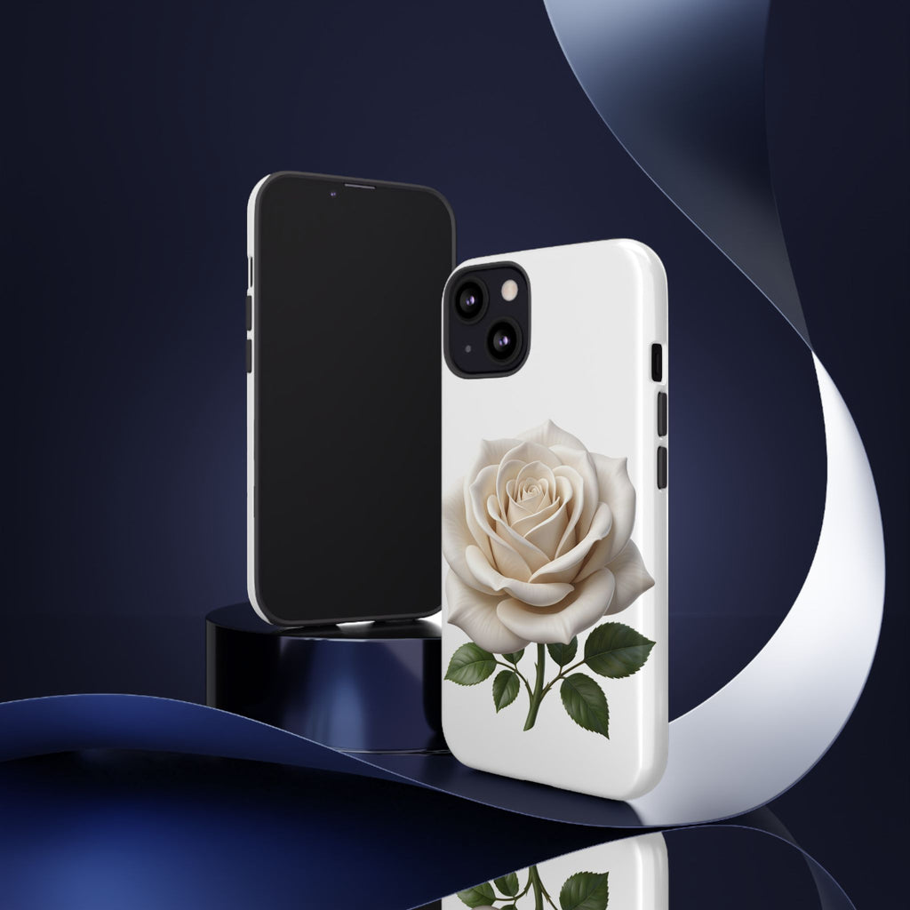White Rose Tough Phone Case – Elegant Floral Protective Cover