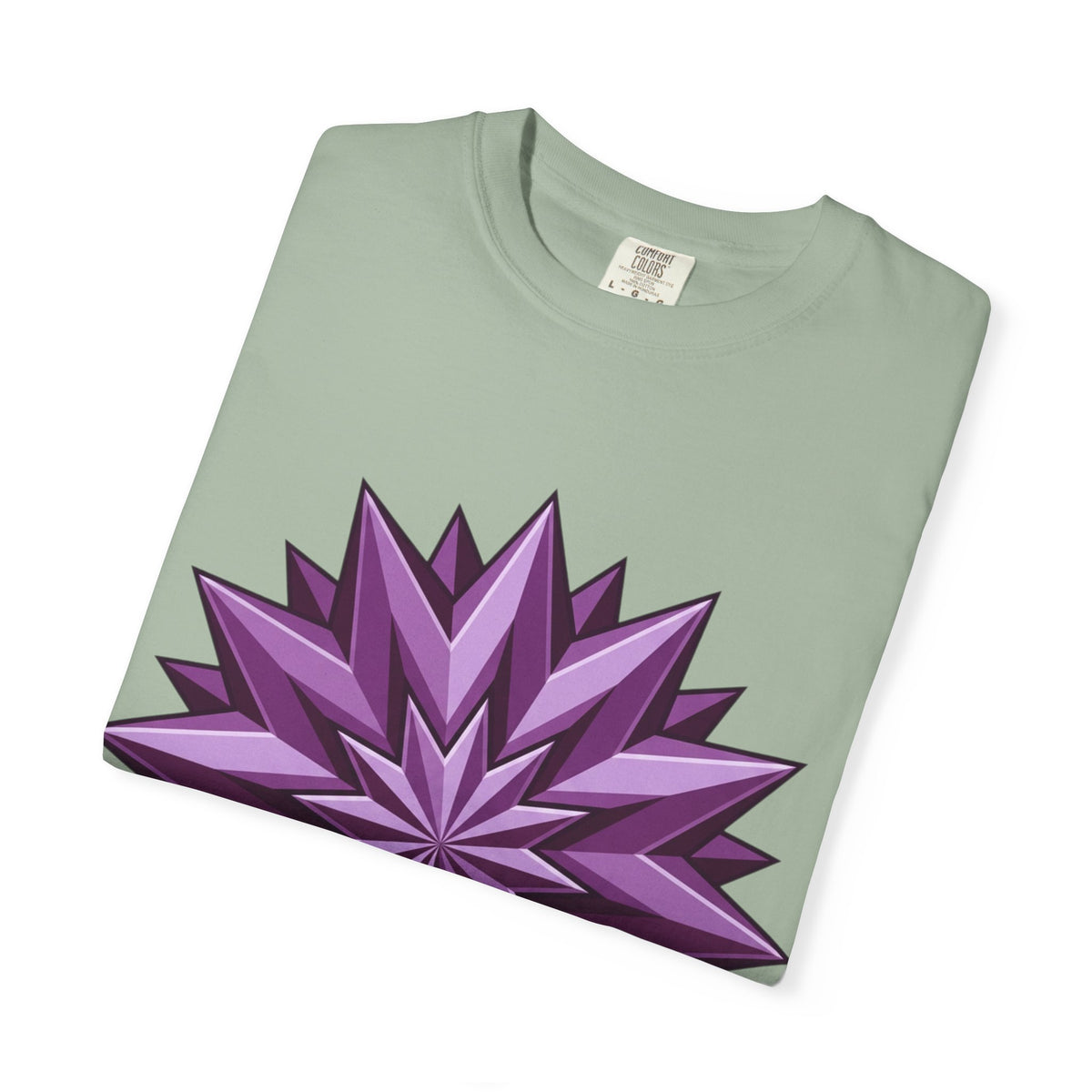 Purple Geometric Starburst T-Shirt — Bold 3D Floral Graphic Tee