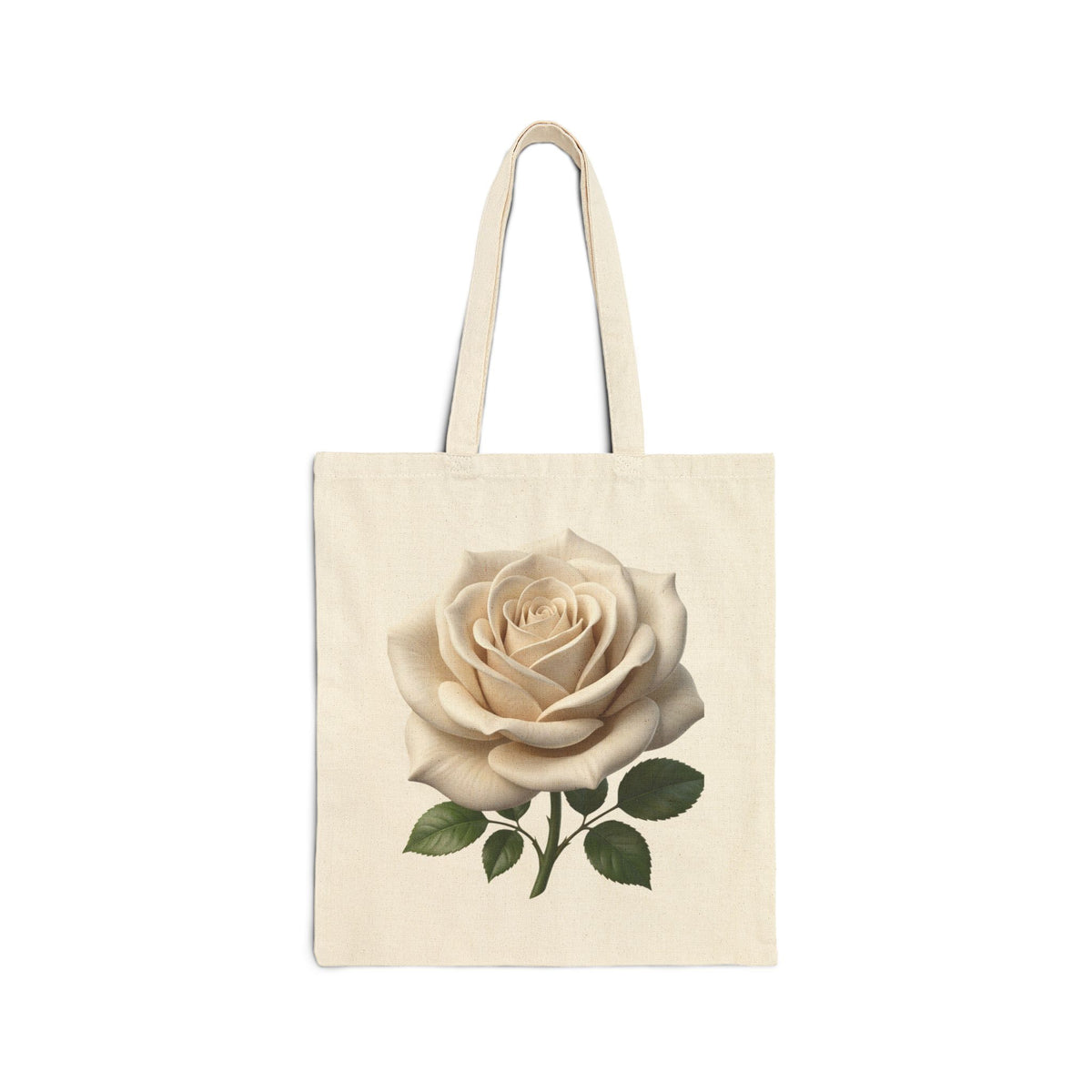 Canvas Tote Bag — Vintage Cream Rose Floral Shopper