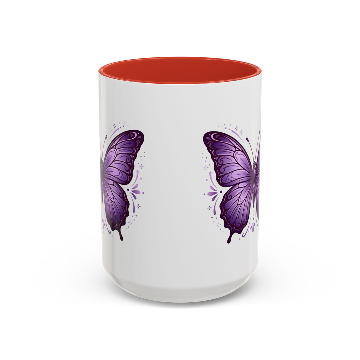 Purple Butterfly Accent Coffee Mug — 11oz & 15oz Decorative Tea Cup