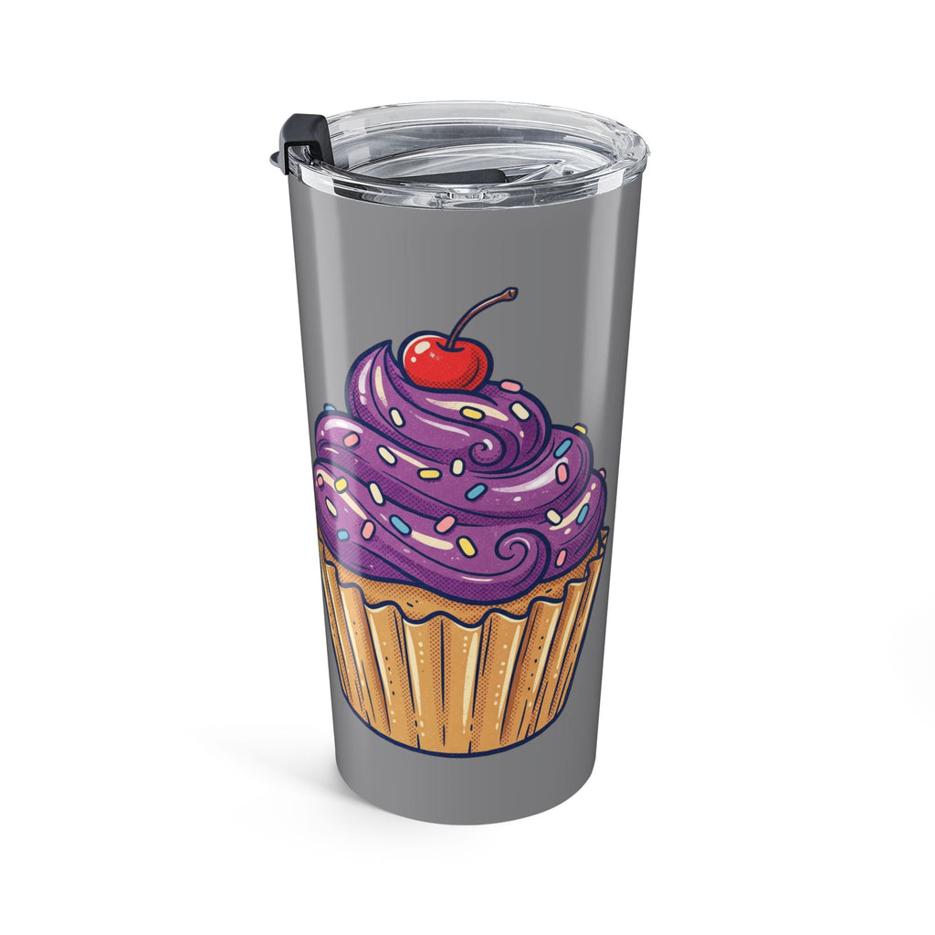 Cupcake Tumbler Grey 20oz – Purple Frosting Insulated Travel Cup