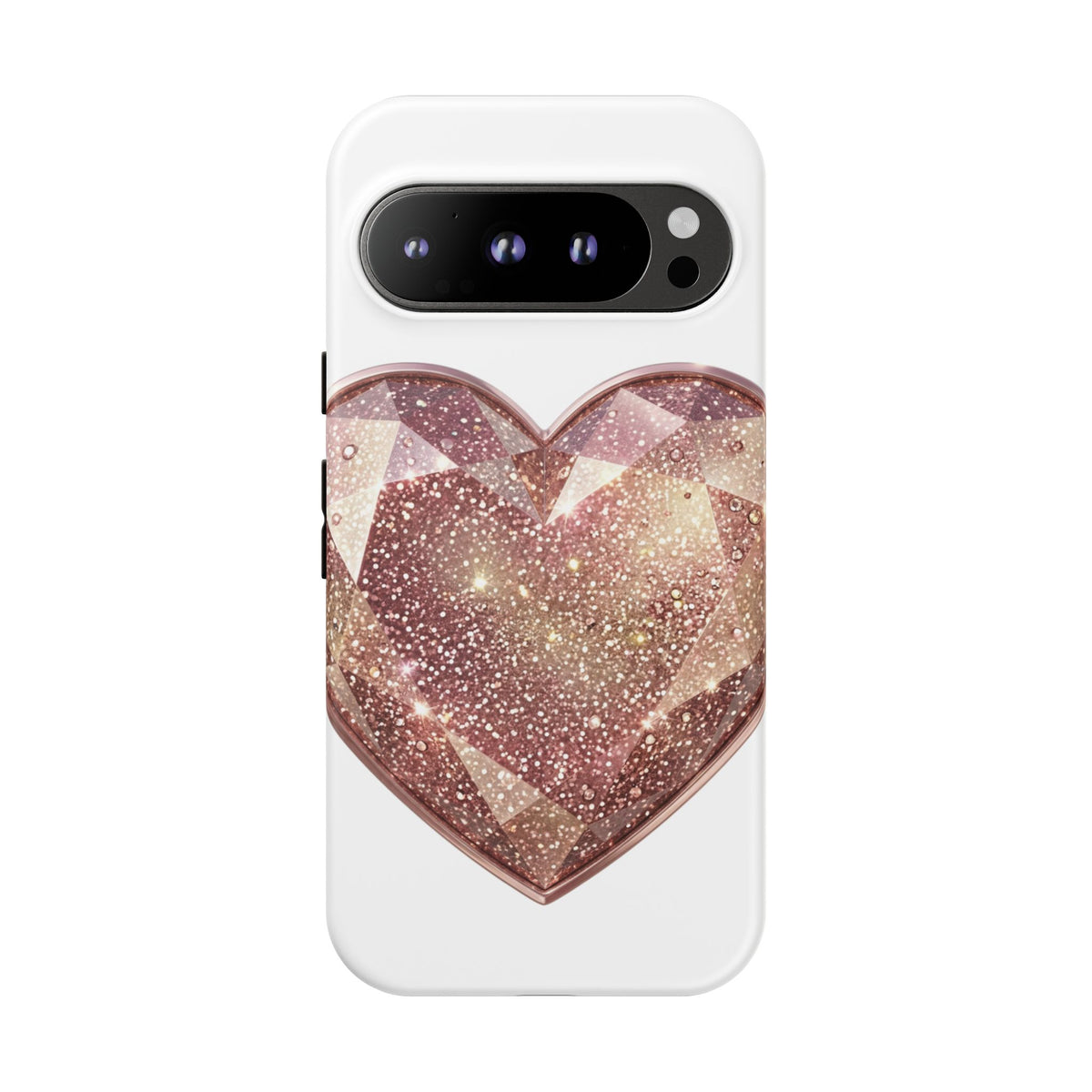 Rose Gold Glitter Crystal Heart Phone Case