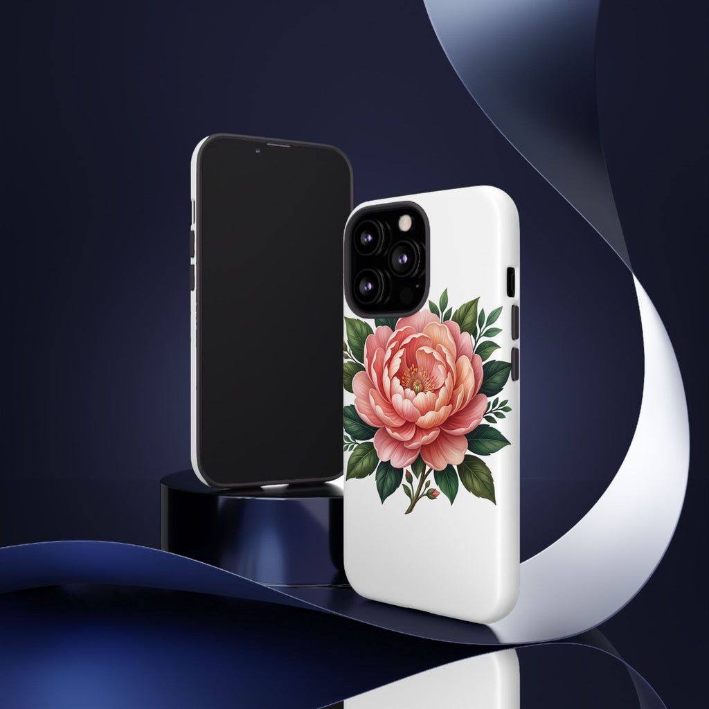 Floral Peony Tough Phone Case — Protective Botanical iPhone Cover