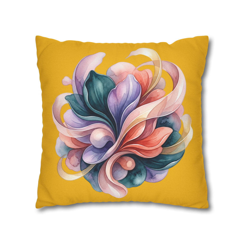 Floral Swirl Decorative Pillowcase — Vibrant Yellow Abstract Bloom