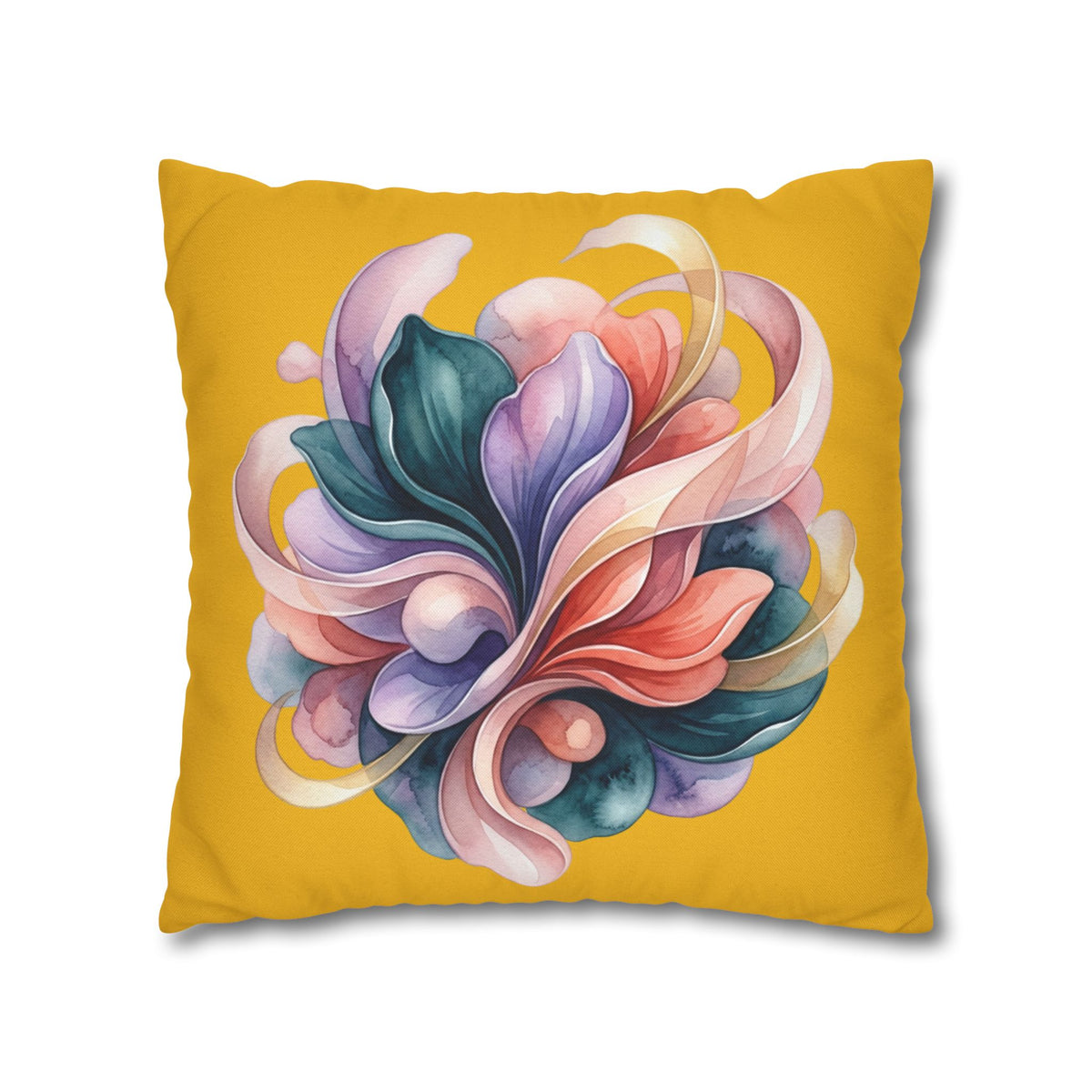 Floral Swirl Decorative Pillowcase — Vibrant Yellow Abstract Bloom