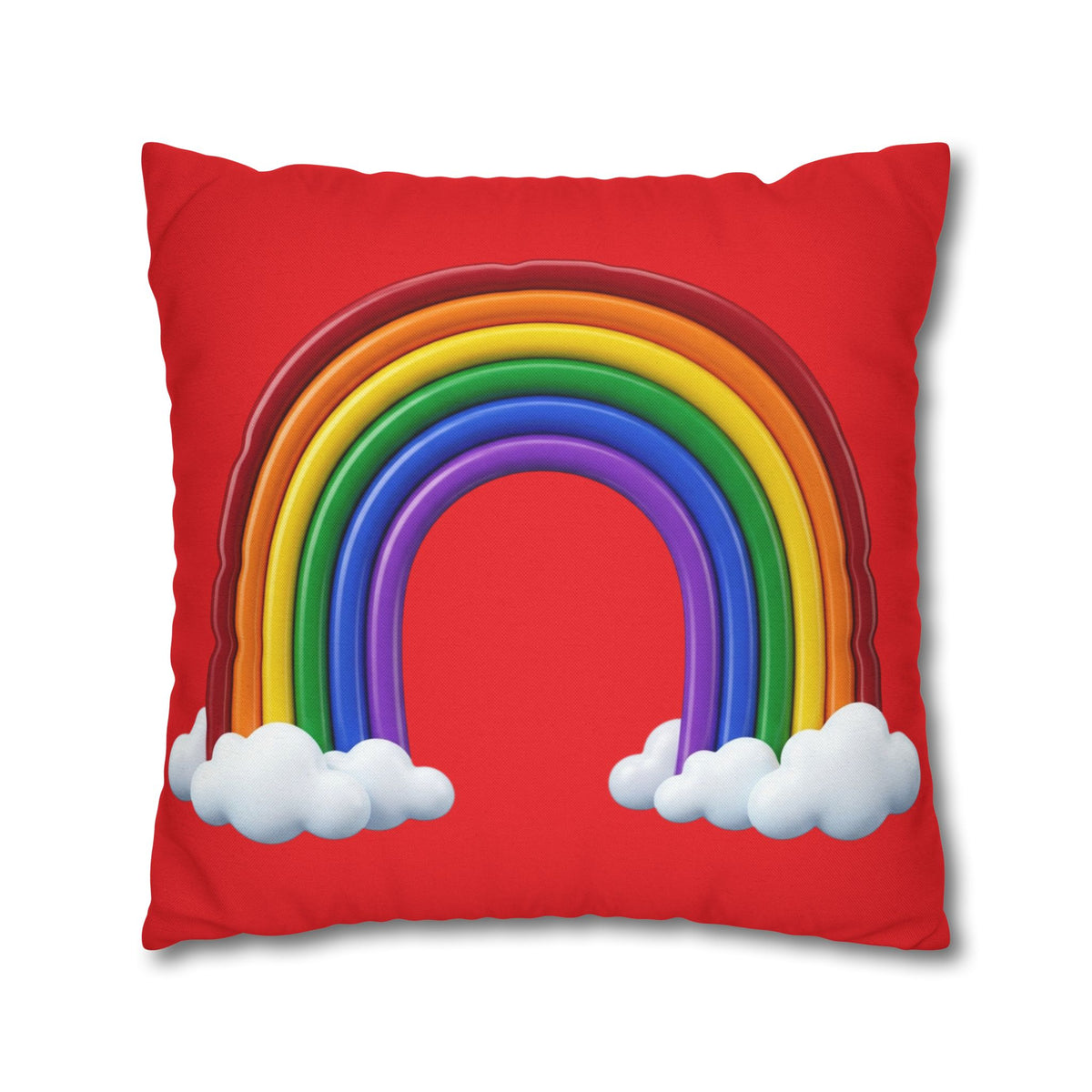 Rainbow Red Spun Polyester Square Pillowcase