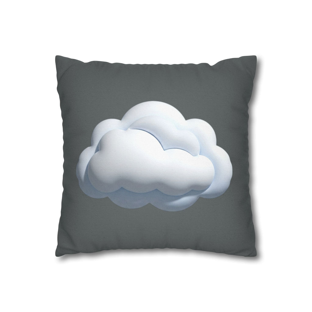 Cloud Graphic Dark Grey Pillowcase — Whimsical Grey Decorative Throw Pillow Cover