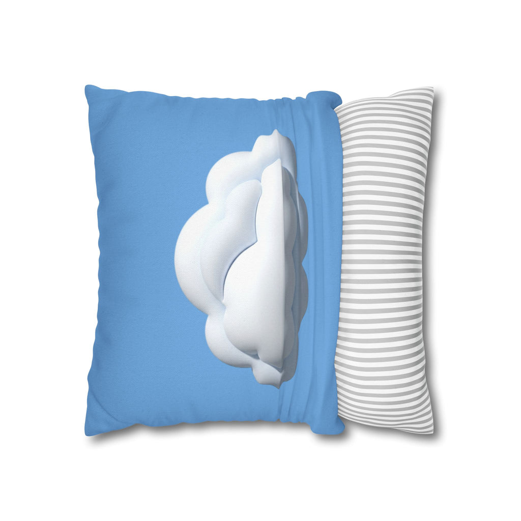 Cloud Print Square Pillowcase — Soft Light Blue Decorative Throw Pillow Cover