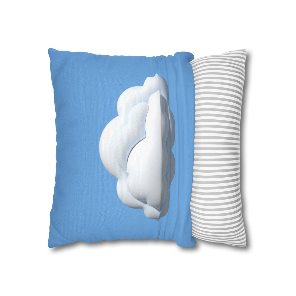 Cloud Print Square Pillowcase — Soft Light Blue Decorative Throw Pillow Cover