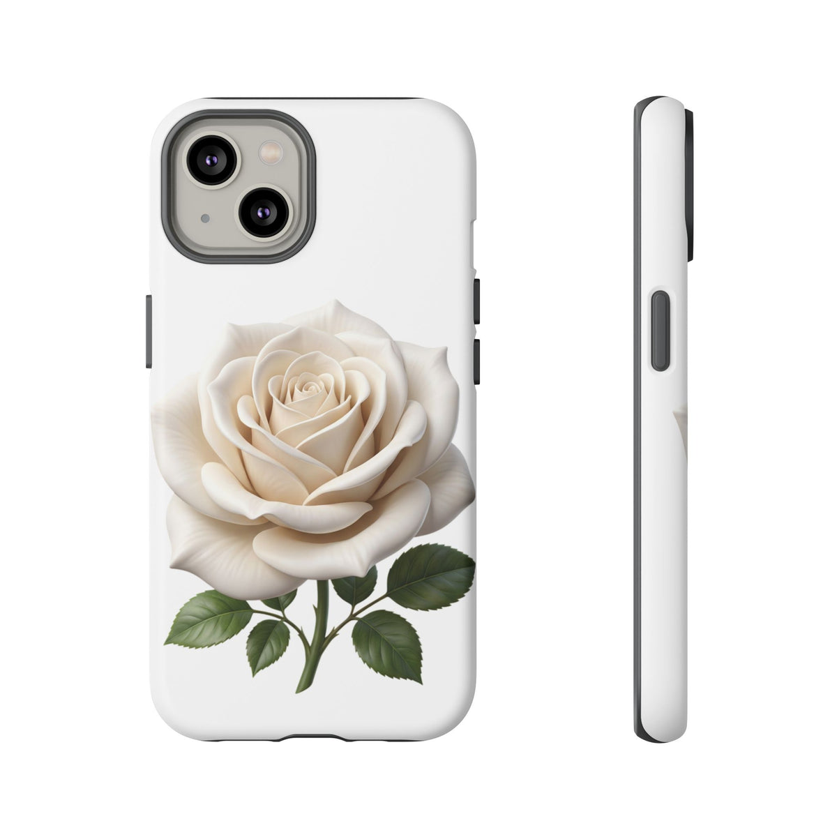 White Rose Tough Phone Case – Elegant Floral Protective Cover