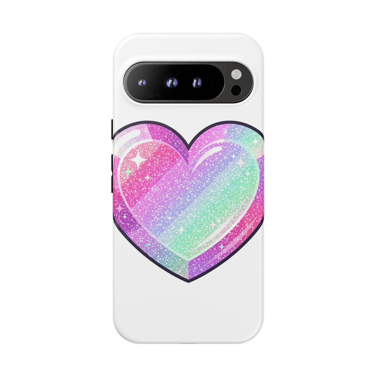 Pastel Glitter Heart Tough Phone Case — Cute Protective Phone Cover