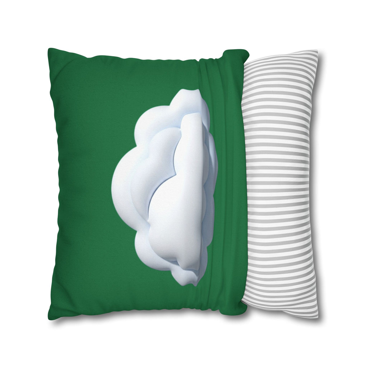 Cloud Graphic Pillowcase — Dark Green Decorative Throw Pillow Cover