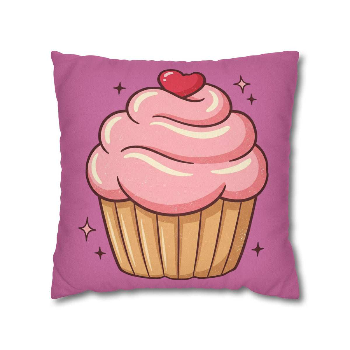 Pink Cupcake Spun Polyester Square Pillowcase- Light Pink