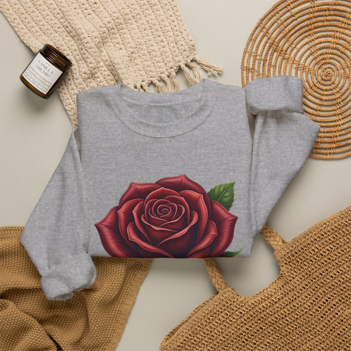 Rose Graphic Crewneck Sweatshirt
