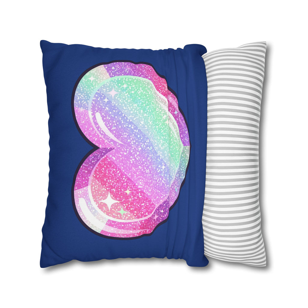 Pastel Glitter Heart Pillowcase Spun Polyester Square Pillowcase- Navy