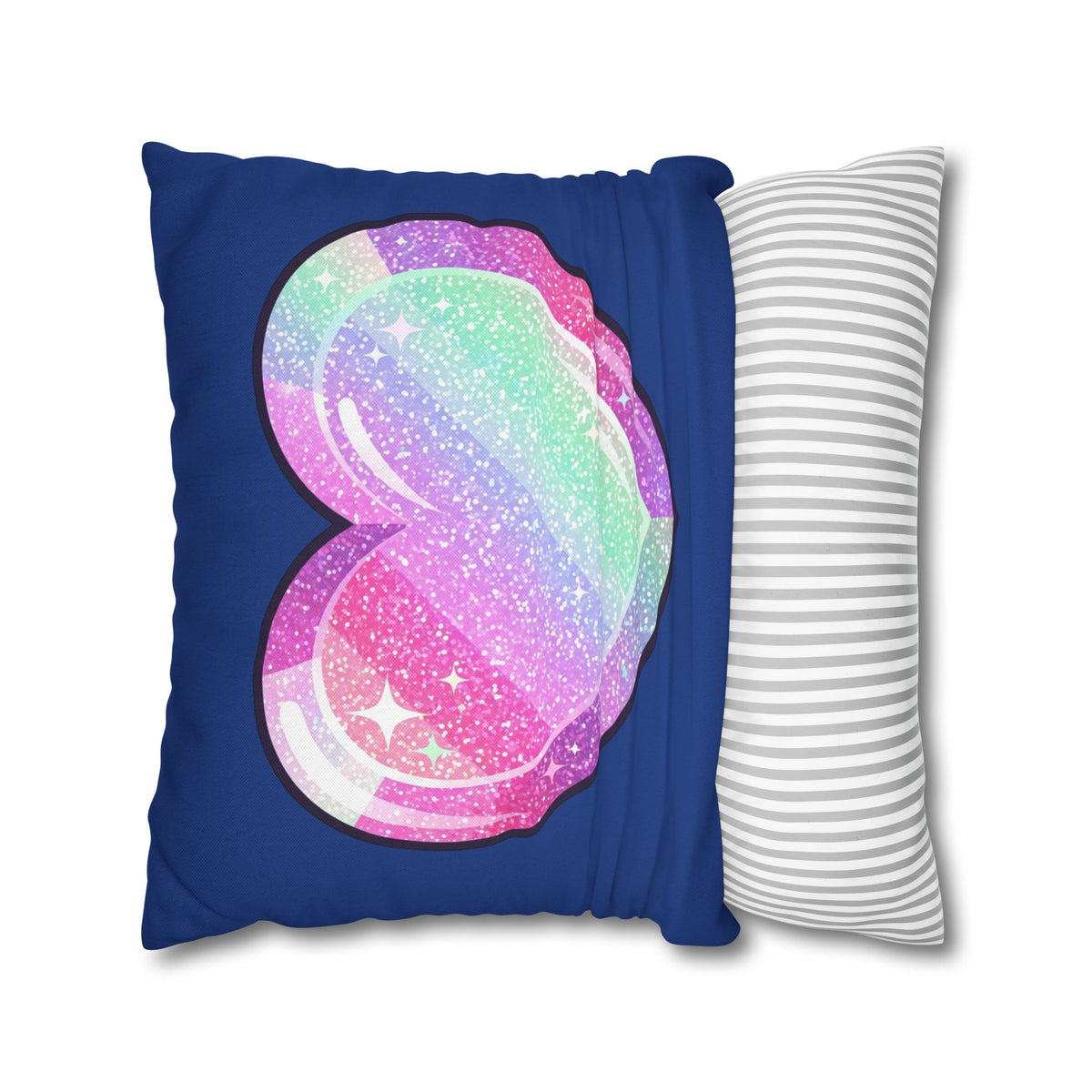 Pastel Glitter Heart Pillowcase Spun Polyester Square Pillowcase- Navy