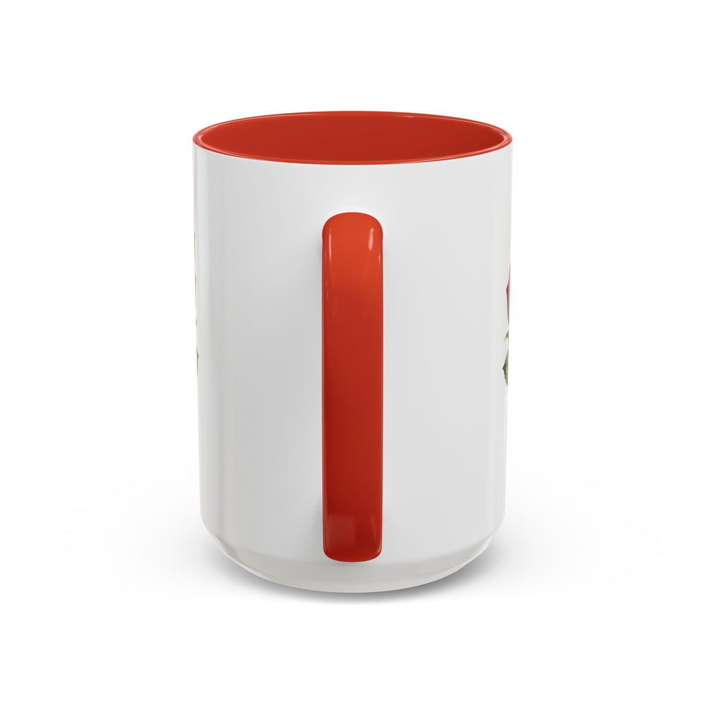 Red Rose Accent Coffee Mug — Floral Ceramic Coffee Cup (11/15oz)